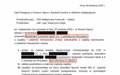 Wyrok z 29.04.2022 – Santander Consumer Bank