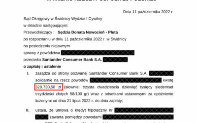 Wyrok z 11.10.2022 – Santander Consumer Bank S.A.
